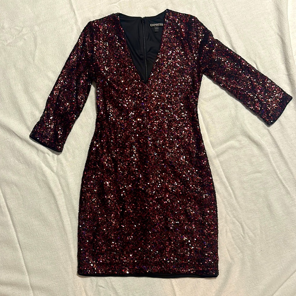 Express, size 0, red sequined cocktail dress
